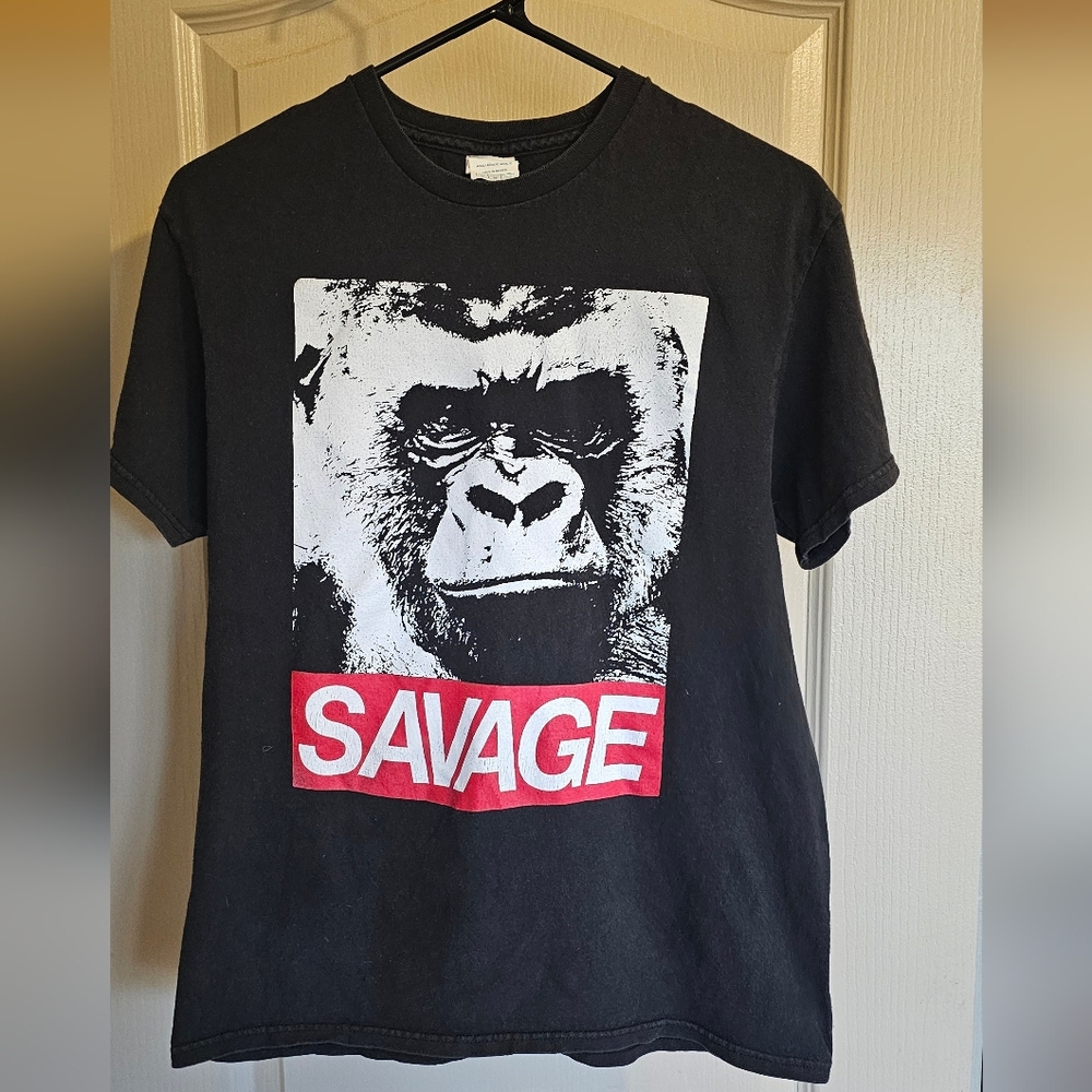 Adult Medium Harambe Savage T-Shirt‎ Black Shirt Gorilla Graphic Tee M